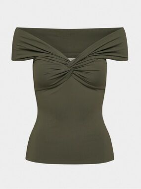NWT Aritzia Original Contour Twist Off-Shoulder Top - Dark Olive Small